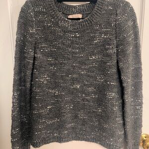 Banana Republic Grey Metallic Knit Sweater with Tulip-Open Back Design. Size S
